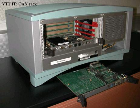 Figure 3: An OAN prototype node is fitted into a standard CompactPCI-frame.