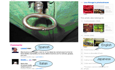 An example photo from Flickr with multilingual annotations.